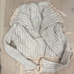 Acne Studios Beige Knit Sweater with satin Accents